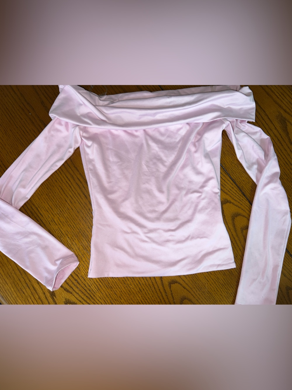 Light Pink Long Sleeve Off-Shoulder Top